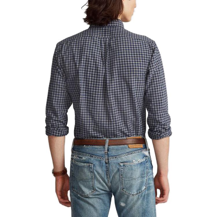 Polo Ralph Lauren Plaid Point Collar Long Sleeve Single Breasted Shirt Men Shirts Blue MNPOWOV16821254-400