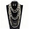 Европейский стиль многослойное жемчужное ожерелье и серьги с геометрической подвеской для женщин