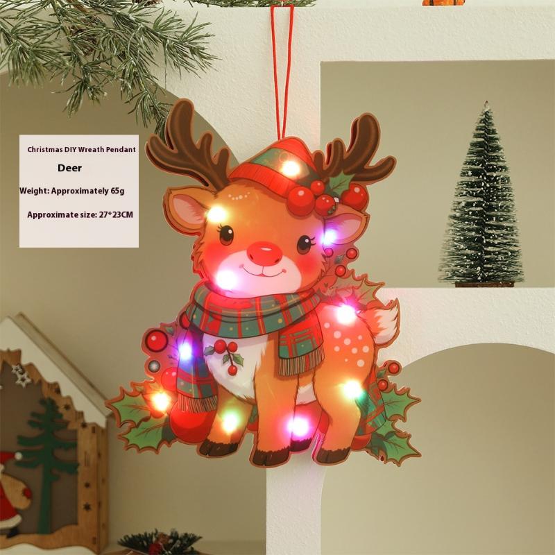 1Pc Luminous Door Hanging Decorations Christmas Home Diy Colorful Lights Snowman Scene Arrangement Hanging Decorations