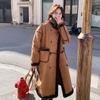 Korean Style Winter Lamb Fur Loose Coat for Women Thick Warm Long Fleece Lined Jacket
