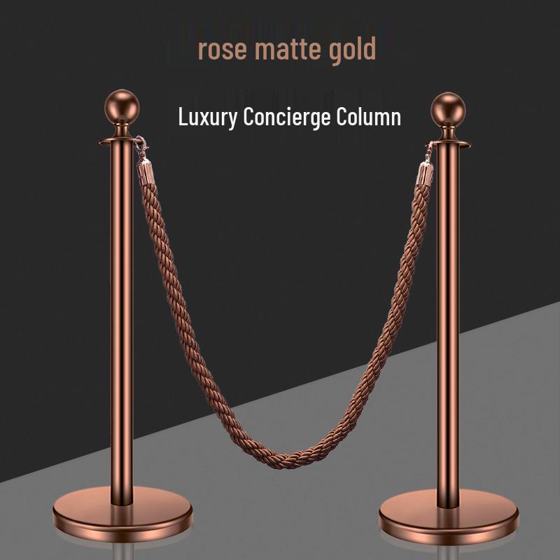 Rose Gold Matte Concierge Welcome Stanchion – Stainless Steel Event Barrier Lanyard
