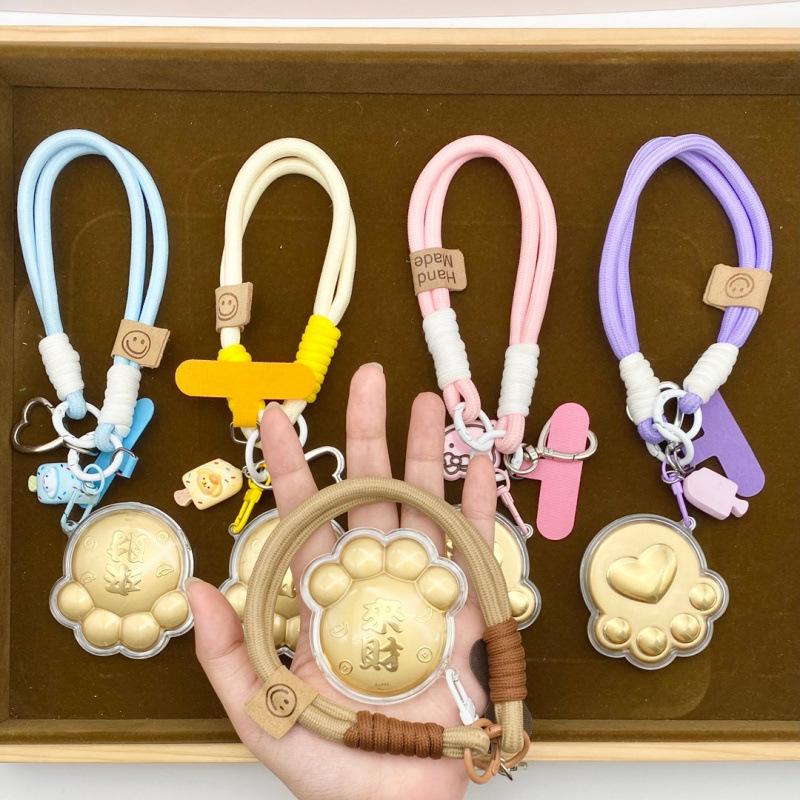 999 Pure Gold Lucky Cat Paw Phone Charm: Double-Sided Wealth-Attracting Omamori Cat Gift