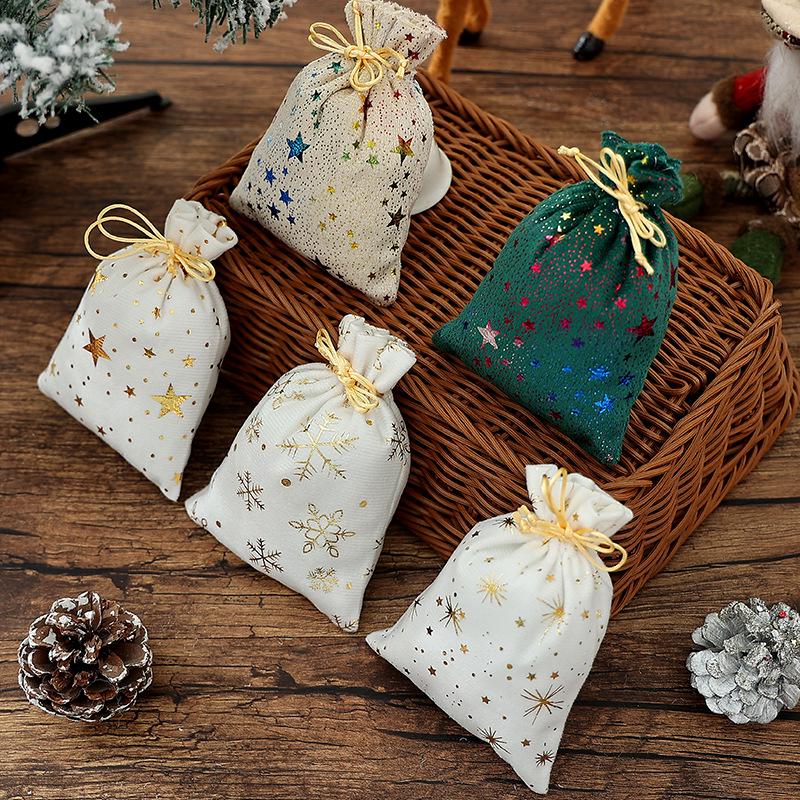 Velvet Hot Stamping Pentagram Moon Christmas Candy Gift Bag