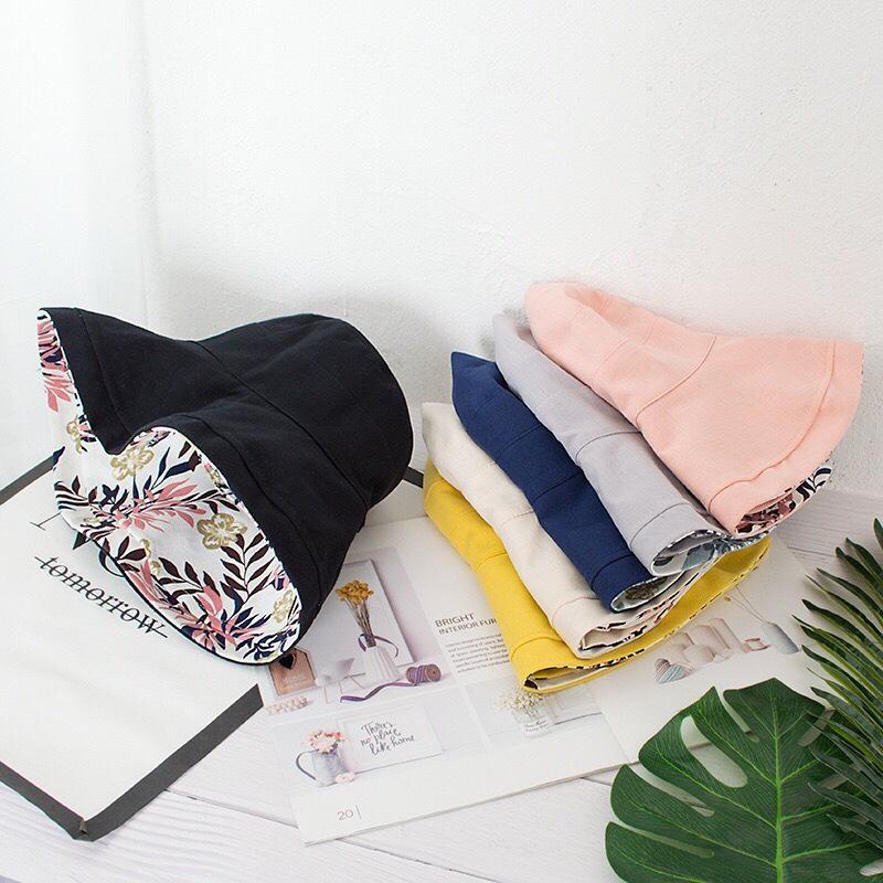 Wide Brim Cotton Summer Hat Women Packable Reversible Floral Bucket Hat UV Sun Protection Wide Brim Summer Beach Cap Double Sided Floppy Sun Hats