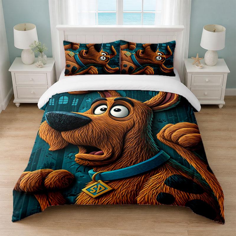 Scooby-Doo Bedroom 3Pcs Bedding Set Soft Bed Sheet Pillowcases Home Bedding Decoration