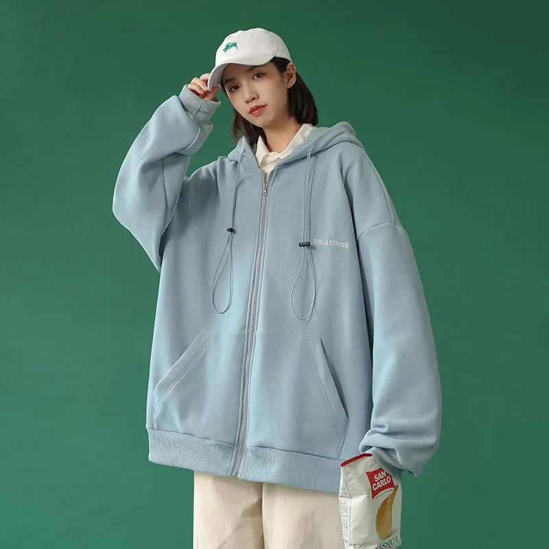 Весенне-осенний стиль, свободный универсальный спортивный кардиган на молнии, свитер с капюшоном, женское пальто