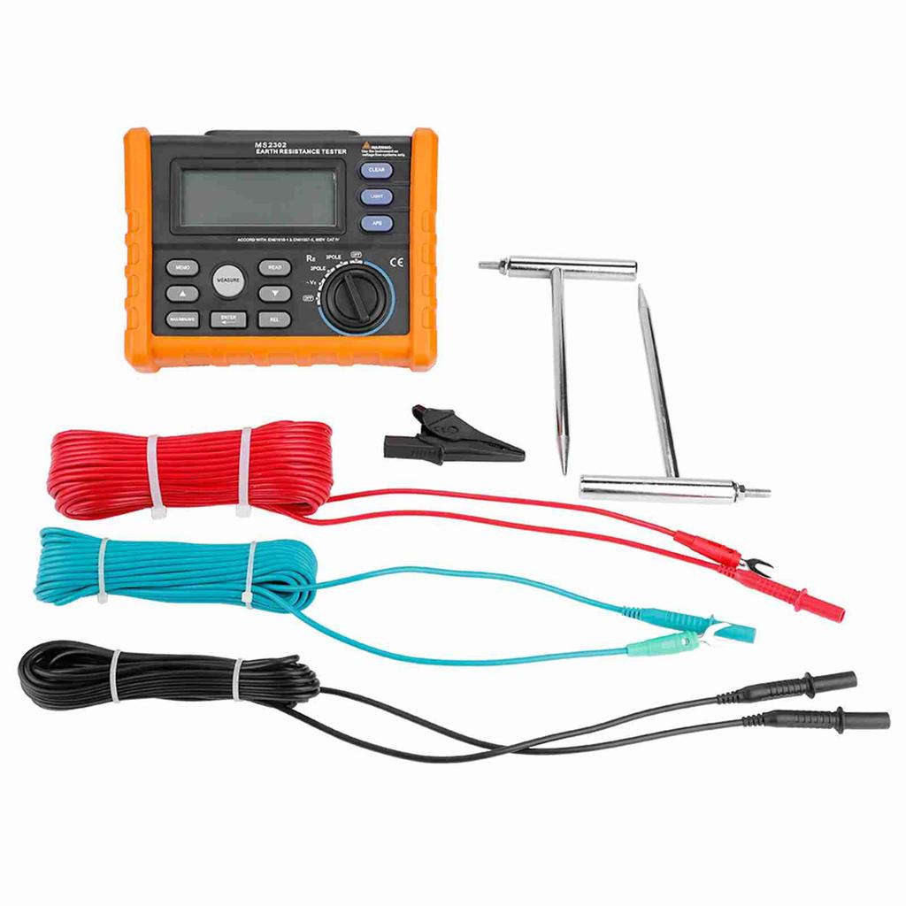 PEAKMETER MS2302 Digital Earth Resistance Tester 0 4K Ohm 100 Groups Data Logging