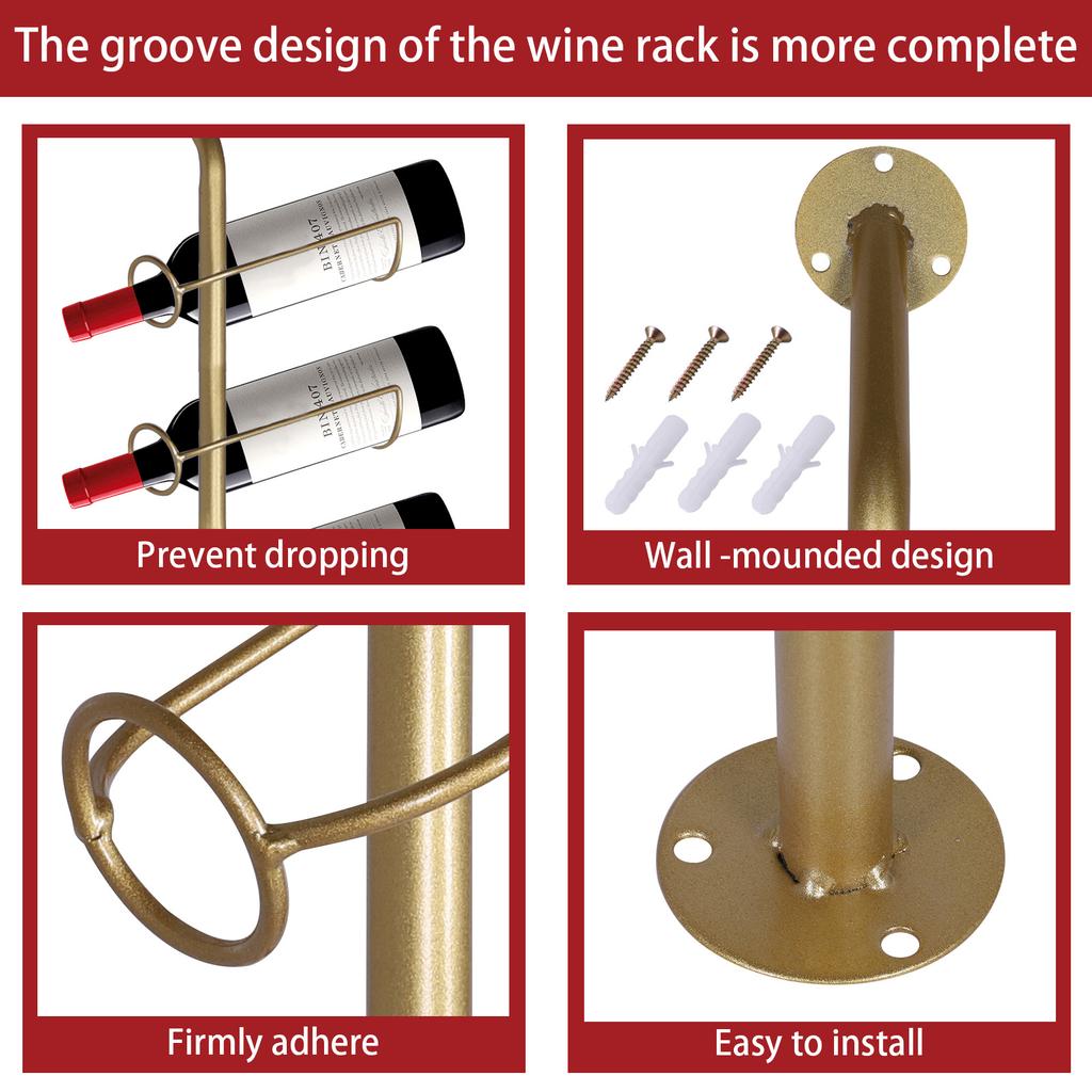 5 Pack Wall Mount Wine Rack Holder 60 Bottles Metal Storage Rack Wine Storage Organizers for Kitchen Dining Room Bar Wine Cellar