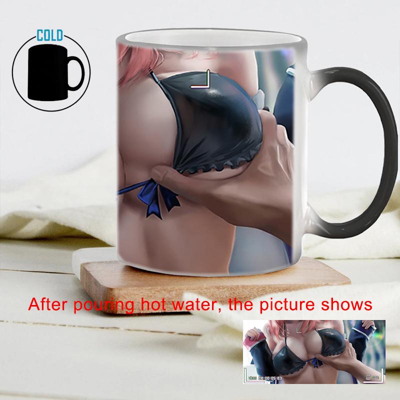 New Pinch Chest Color Changing Mug BSKT-213 Personalized Gifts Ceramic Mugs Coffee Cups Drinkware Anime Cup Sublimation Blanks