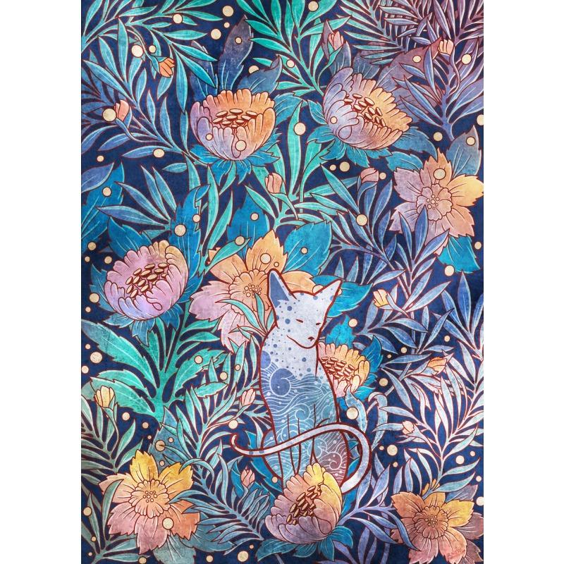 Cats and Flowers Poster Colorful Abstract Tulip Magnolia Roses Canvas Painting Modern Wall Art for Living Room Home Decor