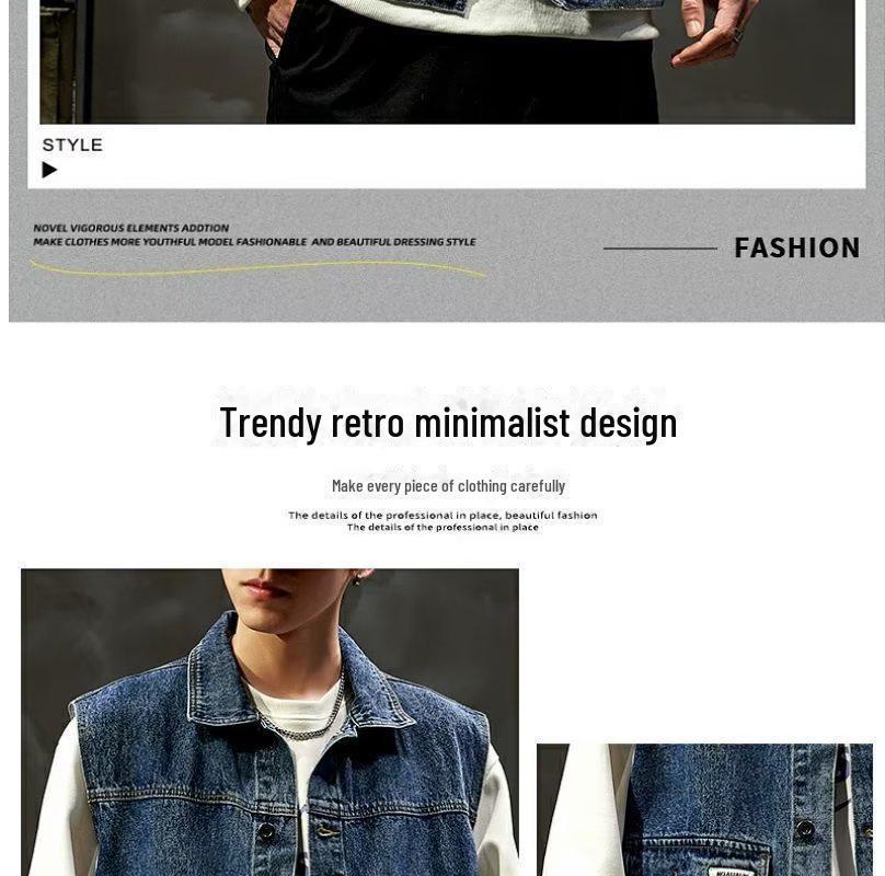 Мужской модный джинсовый жилет – новый стиль весна/осень, универсальный свободный жилет, рабочая куртка без рукавов