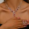 3/4pcs Sweet Romantic Style Colored Zircon Inlaid Women's Necklace Earrings Bracelet Set Banquet Dress Elegant Accessories