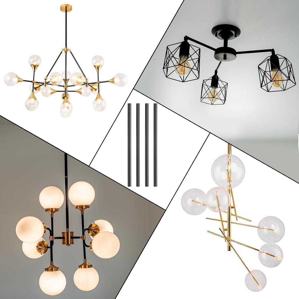 Удлинительный стержень с резьбой PATIKIL, 2 комплекта 12" M10 x 1 мм, тонкая резьба, трубка для лампы с ниппелями для подвесных светильников, островных люстр