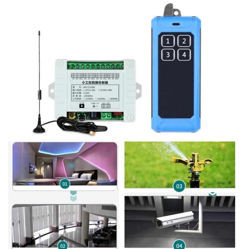 315Mhz 433Mhz DC 85V-260V Four Channel Relay Module Receiver Wireless Remote Control Switch for DC Motor DIY
