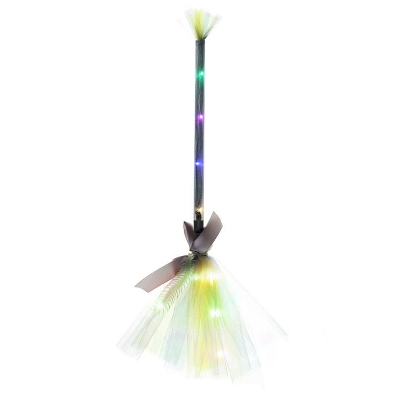 Halloween Party Lighted Witch Broom Plastic Broomsticks Kid Broom Props for Halloween Cosplay Decoration