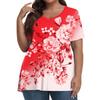 Womens Plus Size Tops Short Shirts V Neck Casual Clothing 3D Printed Tops T-Shirts