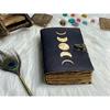 Moon Phase Leather Journal Handmade Celestial Notebook with Vintage Paper