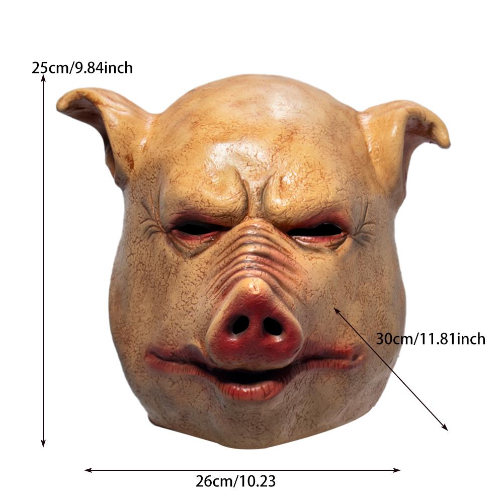 Scary Pig Head Mask Halloween Costume Cosplay Props Bloody Pig Head Horror Adult Head Mask