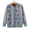 Grandma Autumn and Winter Plush Sweater Cardigan Middle-aged and Elderly Women's New Mother's Knitted Sweater Jacket Thickened Top