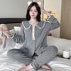Простой квадратный вырез Винтажные пуговицы Женский пижамный комплект Домашняя одежда Модный повседневный Весенний Большого размера Пижама для улицы Ночная одежда
