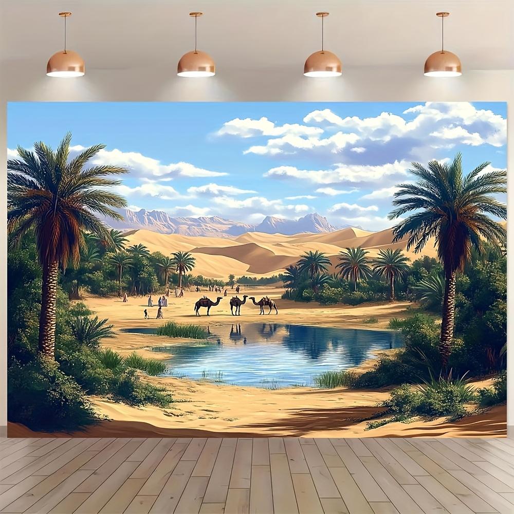1pc Moroccan Desert Oasis Polyester Background - Multi-functional banner for room and garden decoration, weddings, birth