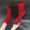 Fashion Luxury Glitter Ankle Boots Women High Heel Bling Sexy Pointed Toe Shoes Woman 2024 Trend Elegant Party Dress Chelsea Botas Mujer