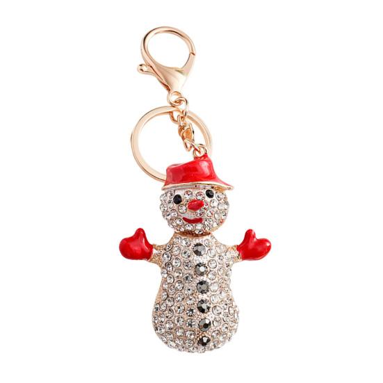Брелок-подвеска Yousheng Сверкающие стразы Дизайн снеговика Металлическое кольцо для ключей Декоративный держатель для ключей Украшение для сумки друзей
