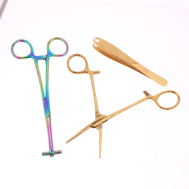 Цветные щипцы для пирсинга тела Хирургическая сталь Фиксирующие щипцы Пинцет Для септума Хряща Языка Зажим для пирсинга тела