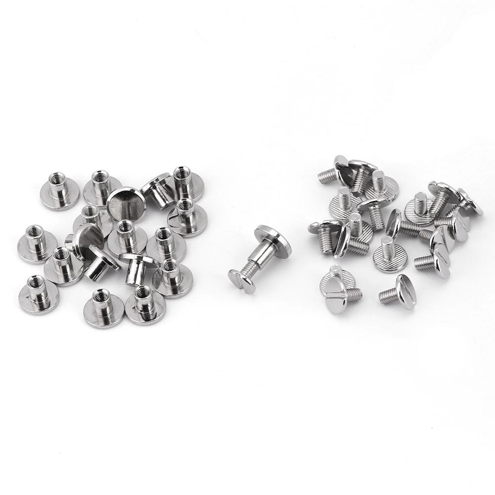 20Pcs/set Brass Threaded Flat Nut Nail Rivets Screws Leather Craft Repair Supplies