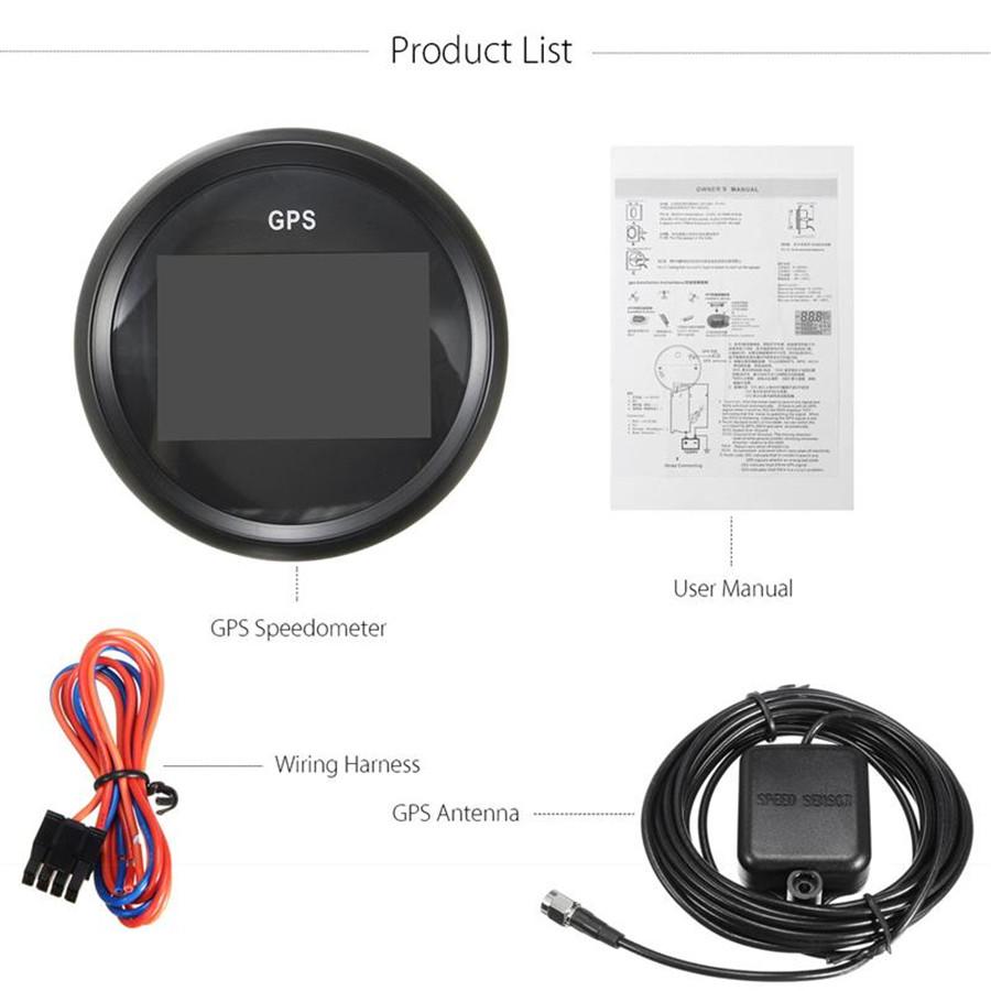 Universal MPH SOG COG ODO TRIP Meter For Motorcycle Car Truck Boat Yacht Digital GPS LCD Digital Speedometer Gauges 85mm 12/24V Version 300KM/H