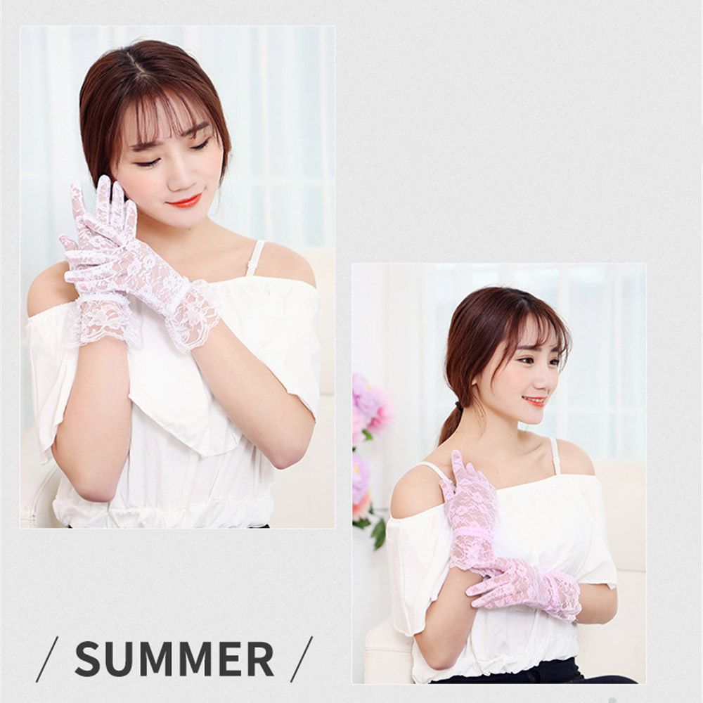 Women Full Finger Gloves Sunscreen Bride Gloves Lace Gloves Party Dressy Gloves Driving Mittens