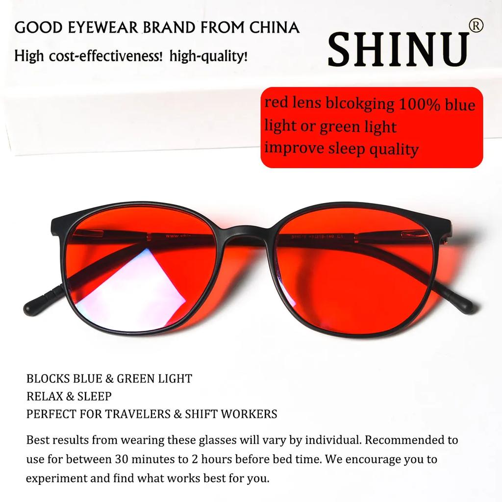 Shinu Women Glasses Frame Blue Light Blocking Glasses Red Lenses Glasses For Digital Screens Red Lens Help Better Sleep