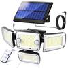 Outdoor Solar Sensor Light, Separate Type [3000mAh High-Capacity, 342 Ultra-Bright LEDs, 4-Sided Lighting, 2 Motion Sensors] 3000lm, 3 Intelligent