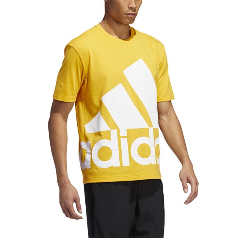 adidas Sports Round Neck Casual Alphabet Short Sleeve Yellow Men's GK3327