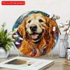 2d Flat 20*20cm, Spring Wooden Sign, Round Wreath Decorative Sign, Mother's Day Gifts, Golden Retriever Theme Decoration