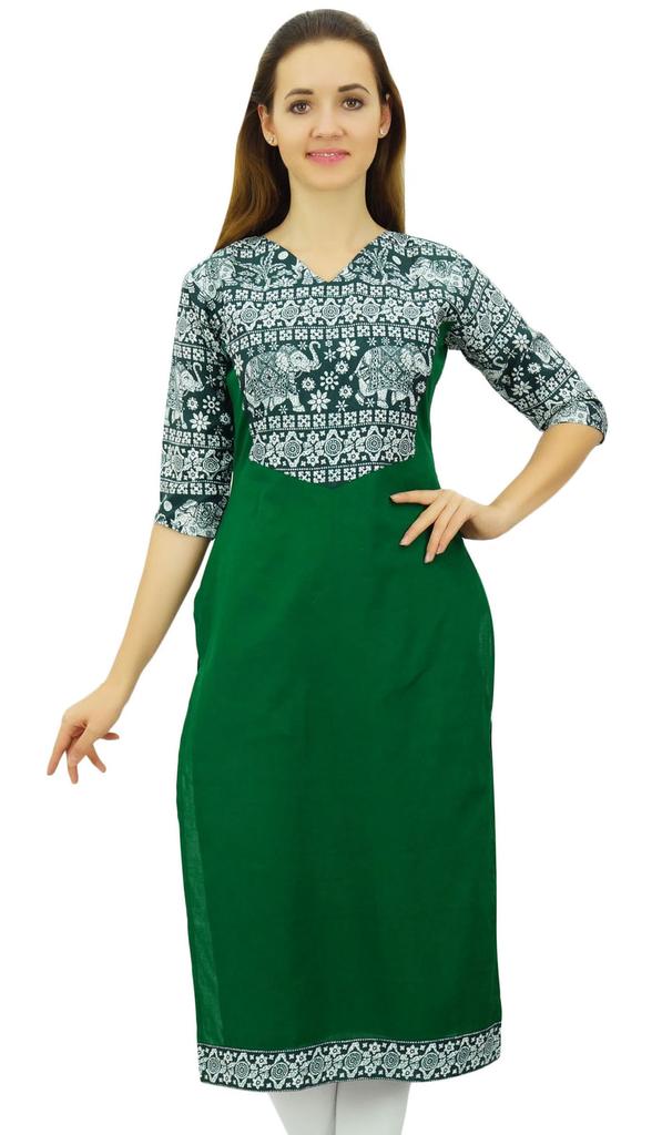 Phagun Женская хлопковая дизайнерская черная туника Kurta Ethnic с рукавами 3-4 Kurta-10