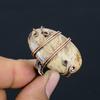 Natural Fossil Coral Gemstone Handmade Copper Wire Wrap Ring Size 7.5 C5i45