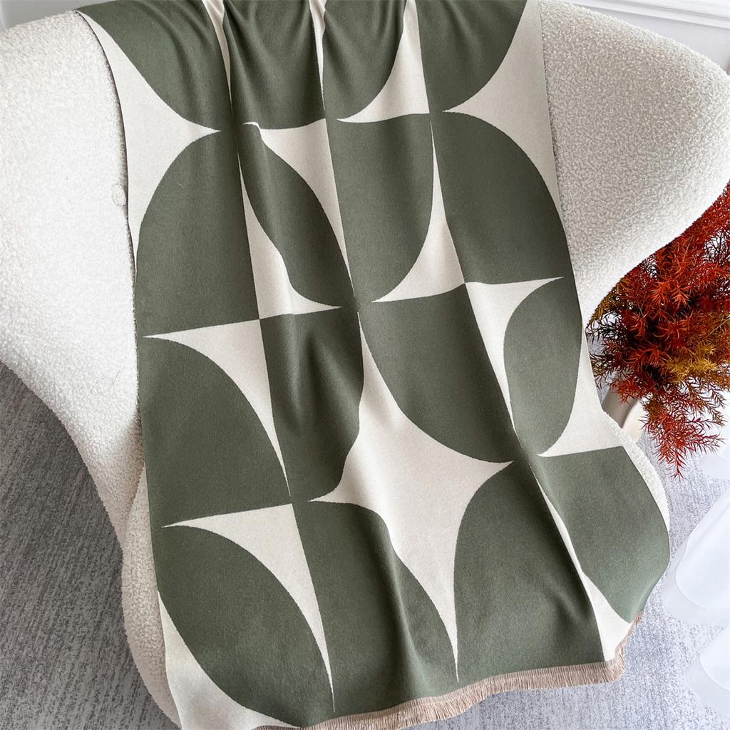 Autumn And Winter Simple And Versatile High-End Scarf Color Matching Jacquard Woven Warm Shawl Imitation Cashmere Scarf Women