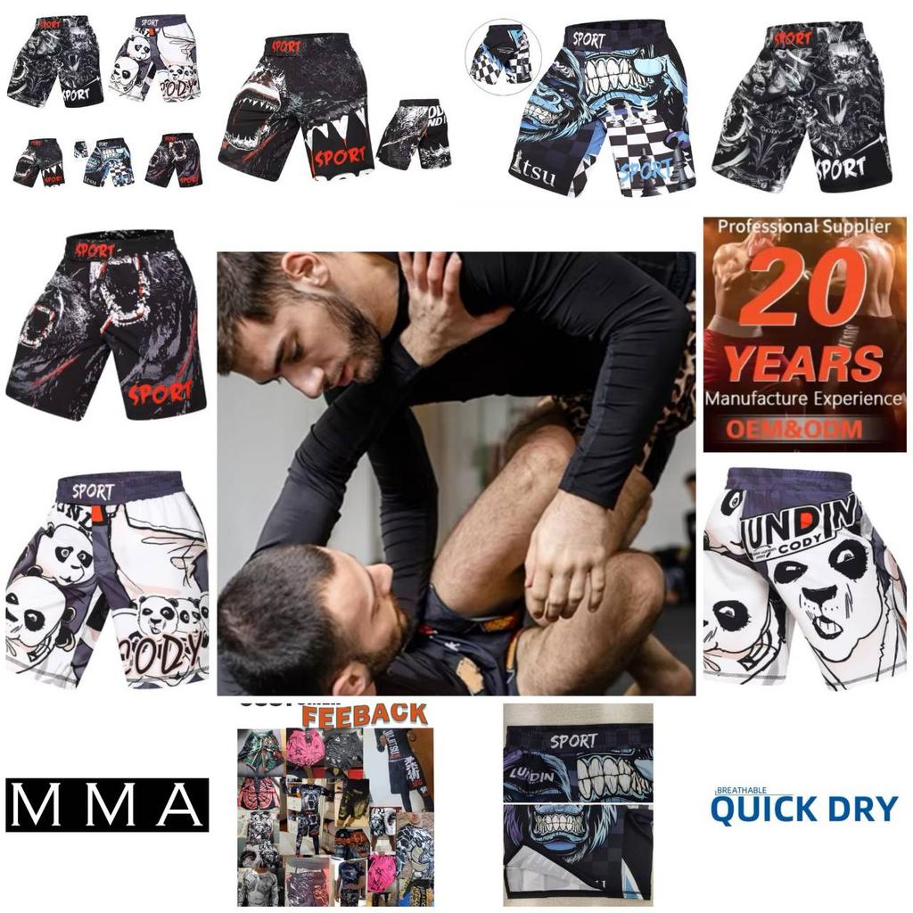 Snake Cobra Wolf Skull Panda Shark Monkey MMA Muay Thai Kick Boxing Shorts Martial Art UFC Boxer Unisex Men Women Pants Training Sport