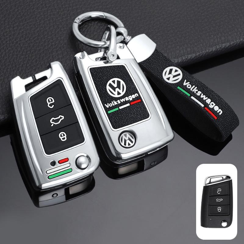 Zinc Alloy Silica gel Car Flip Key Case Full Cover Fob Shell For VW Volkswagen Golf 7 MK7 Tiguan MK2 Auto Keychain Accessories Gj8