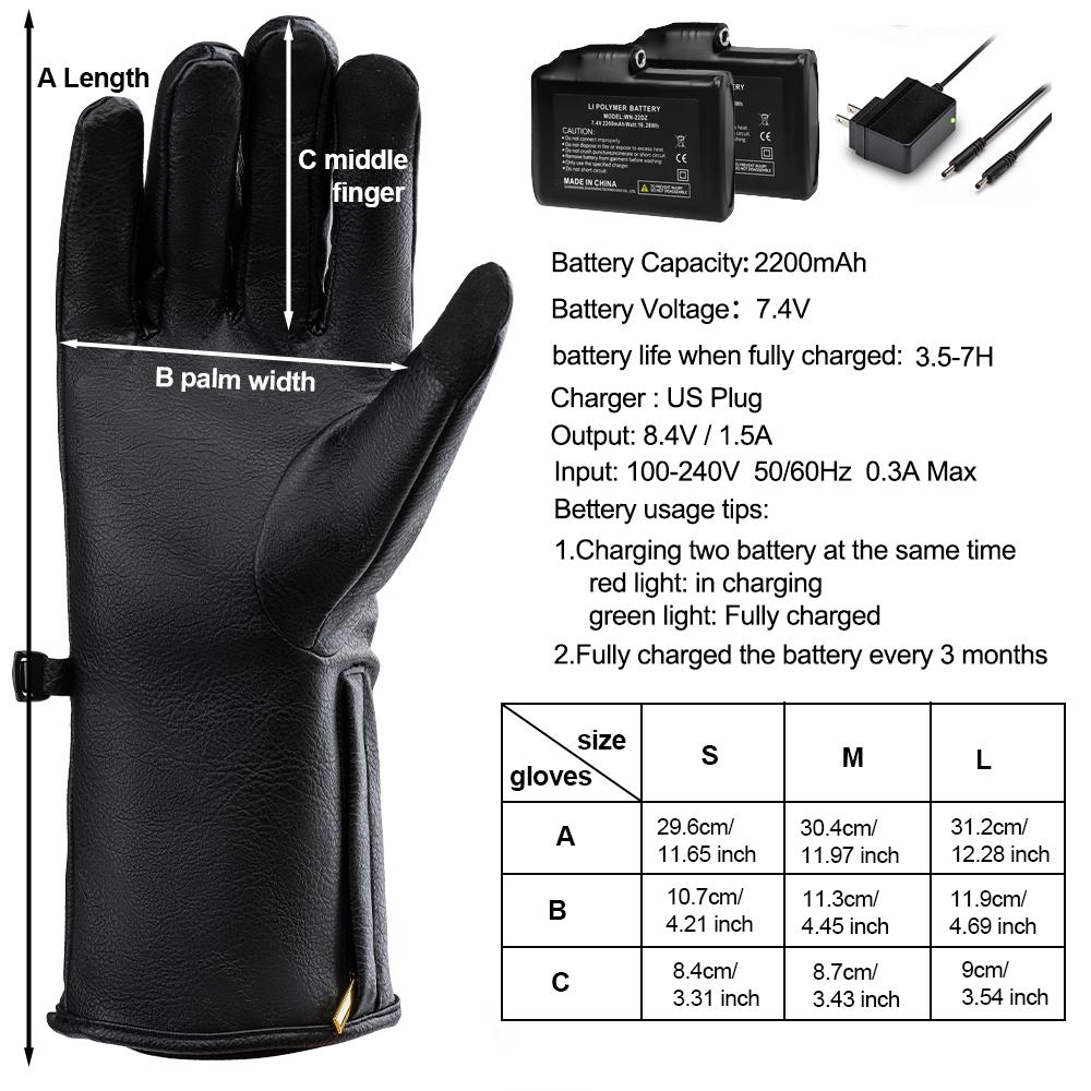 7.4V 2200mah электрическая аккумуляторная батарея водонепроницаемые перчатки для мужчин и женщин зимние виды спорта на открытом воздухе