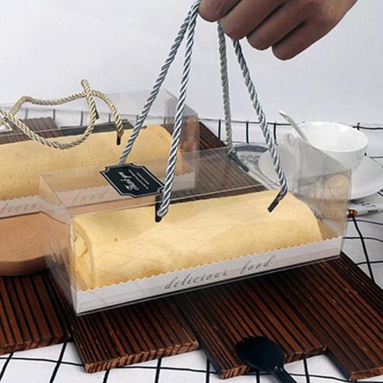 10 шт. с ремешком, прозрачные креативные коробки для упаковки рулетов для здорового торта, контейнеры для тортов