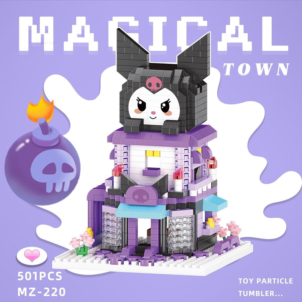 Cartoon Anime Blocks Kuromi My Melody Cinnamoroll Mouse Building Blocks Doll Toy Kids Birthday Gift
