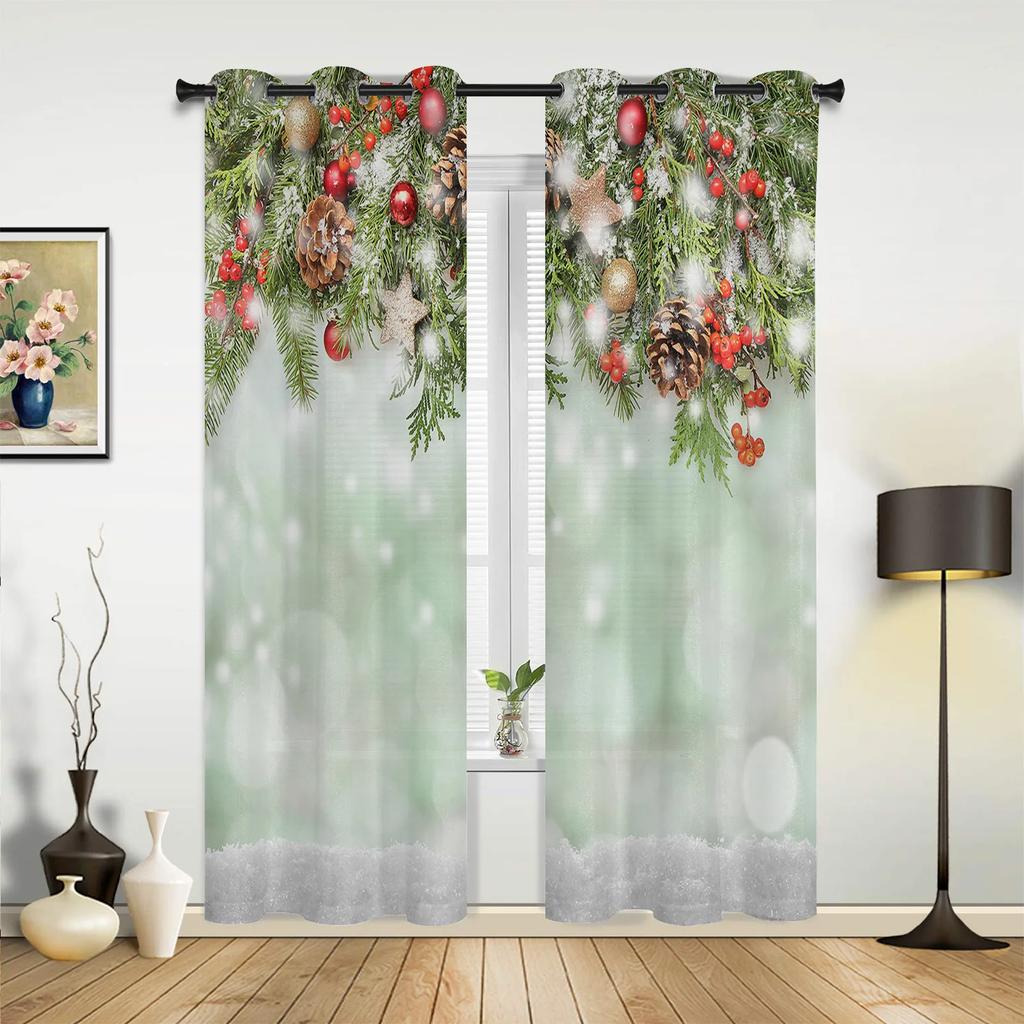 Christmas Snowflakes Window Curtains Decor for Home Bedroom Kitchen Living Room Christmas Ornament Xmas Gifts Navidad Natal