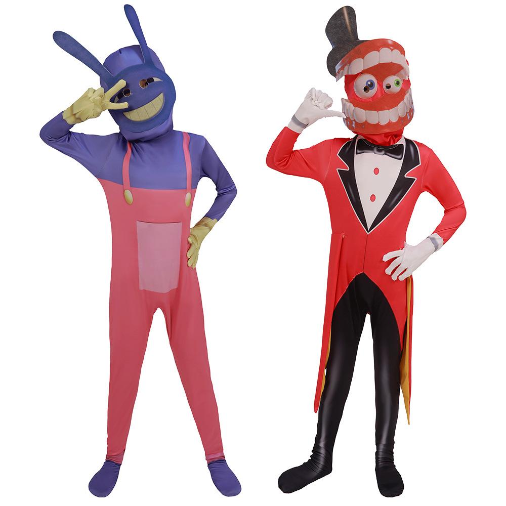 New Amazing Magical Digital Circus Poni Cosplay Tight Fitting Jumpsuit Pomni Role-playing Christmas Children's Adult Gift