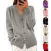 Women's Fashion Solid Color Long Sleeve V-Neck Knit Cardigan Button Sweater Jacket