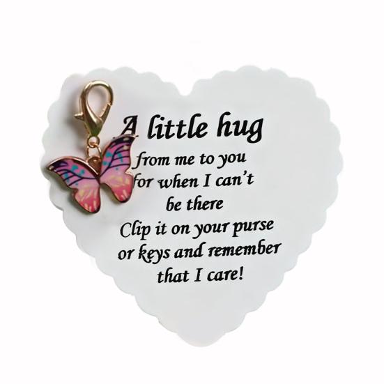 Подвеска-бабочка с вдохновляющей карточкой Эмоциональная поддержка Карманные обнимашки Брелок-подвеска в виде бабочки Украшение для кошелька Рождественский подарок на день рождения Подарок для поддержки