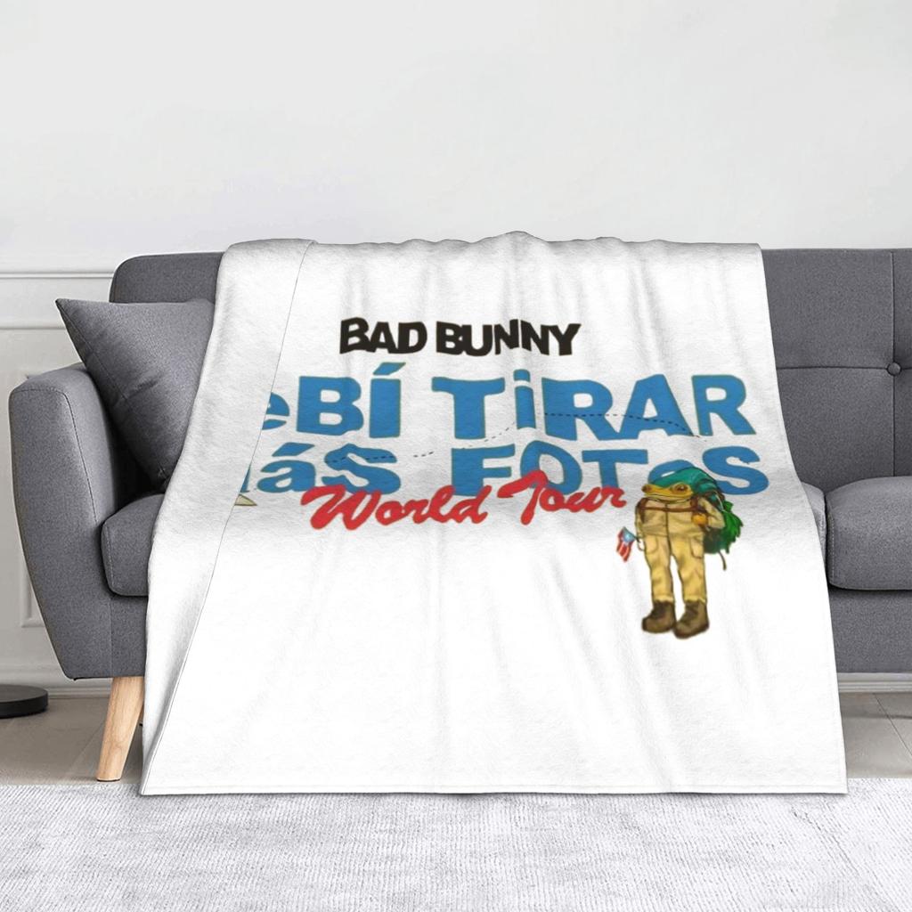 Bad Bunny Collage Puerto Rico Blankets Flannel Print  Breathable Lightweight Throw Blankets for Bed Outdoor Bedspread