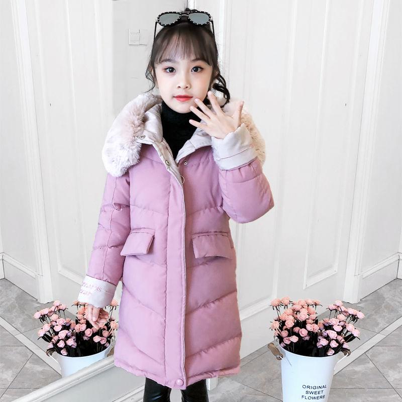 Winter Warm Plus Cotton Padded Down Padded Jacket Girls Winter Padded Jacket Padded Children's Mid-length Padded Jacket Jacket