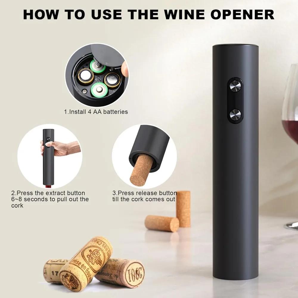 Electric Wine Opener, Automatic Bottle Opener, Battery-operated Reusable Wine Remover